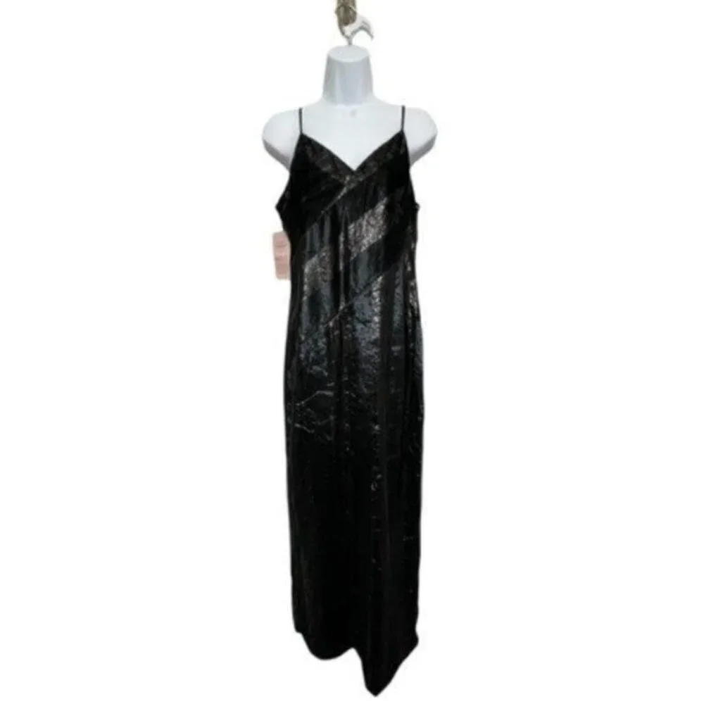 NWT Yumi Kim Black Metallic Velvet Maxi Dress Size Medium - Picture 3 of 13